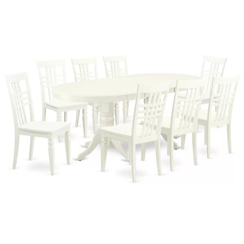 9 - Piece Extendable Solid Wood Double Pedestal Dining Set - Ouch Cart 