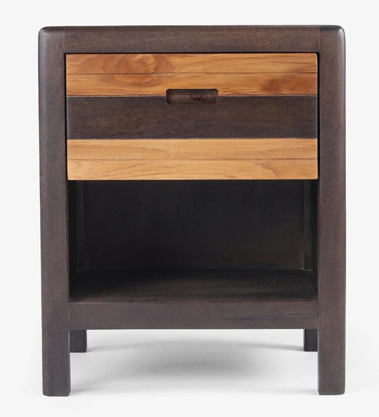 Solid Wood Night Stand In 2 Tone Finish - Ouch Cart 