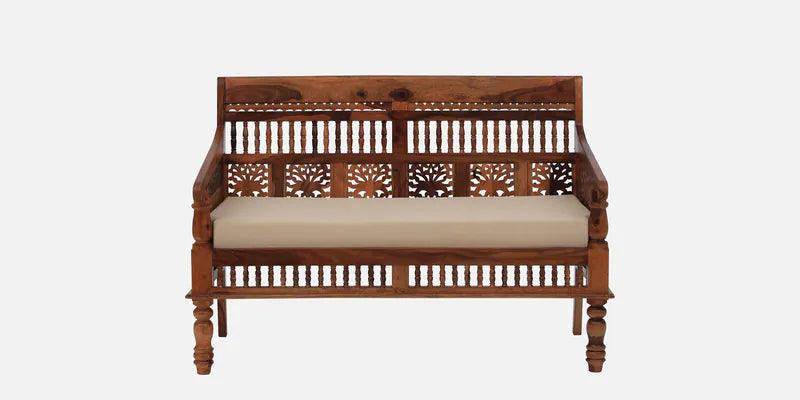 Sheesham Wood 2 Seater Sofa In Honey Oak Finish - Ouch Cart 