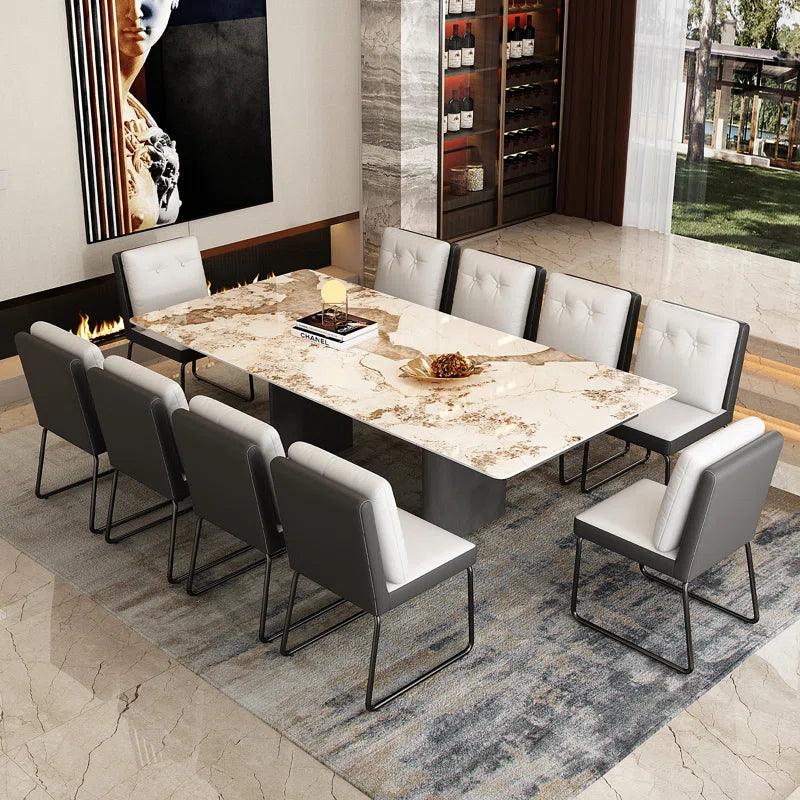 10 - Piece Extendable Marble Top Double Pedestal Dining Set - Ouch Cart 