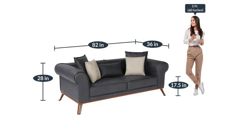 2 Seater Leather Sofa In Dark Blue Colour - Ouch Cart 