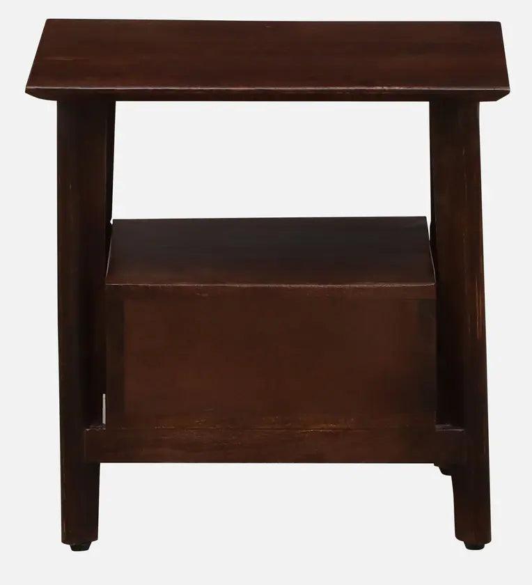 Solid Wood Bedside Table In Tubbaq Finish With Drawer - Ouch Cart 