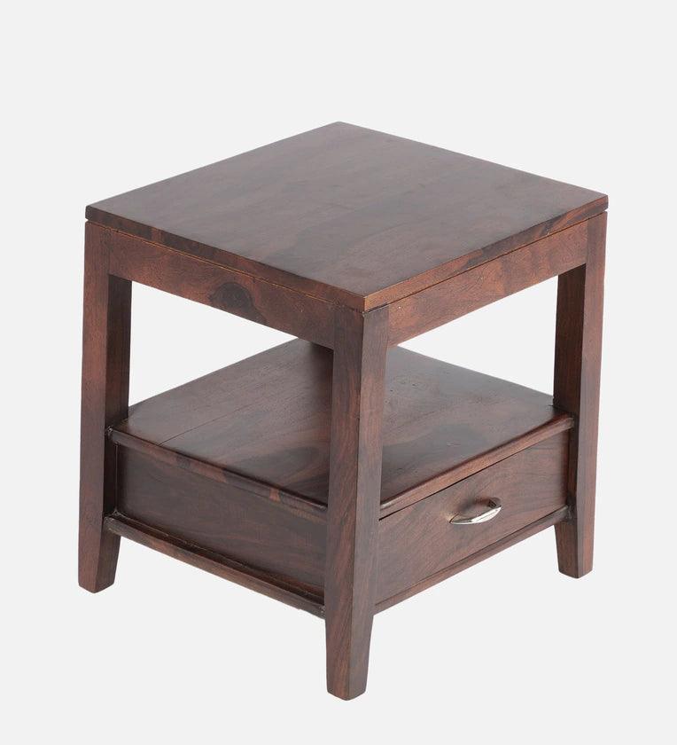 One Sheesham Wood Bedside Table in Walnut Finish with Drawer - Ouch Cart 