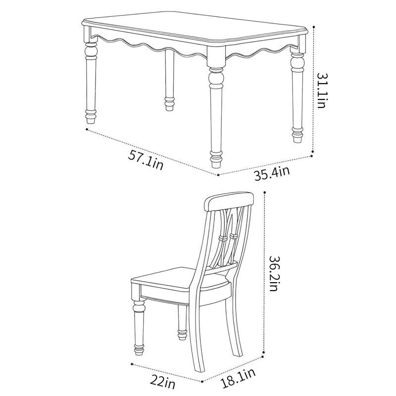 Rectangular Dining Table Set Solid Wood Dining Set - Ouch Cart 