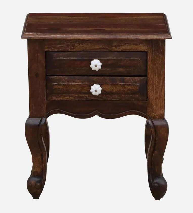 Sheesham Bedside Table In Scratch Resistant Provincial Teak Finish - Ouch Cart 