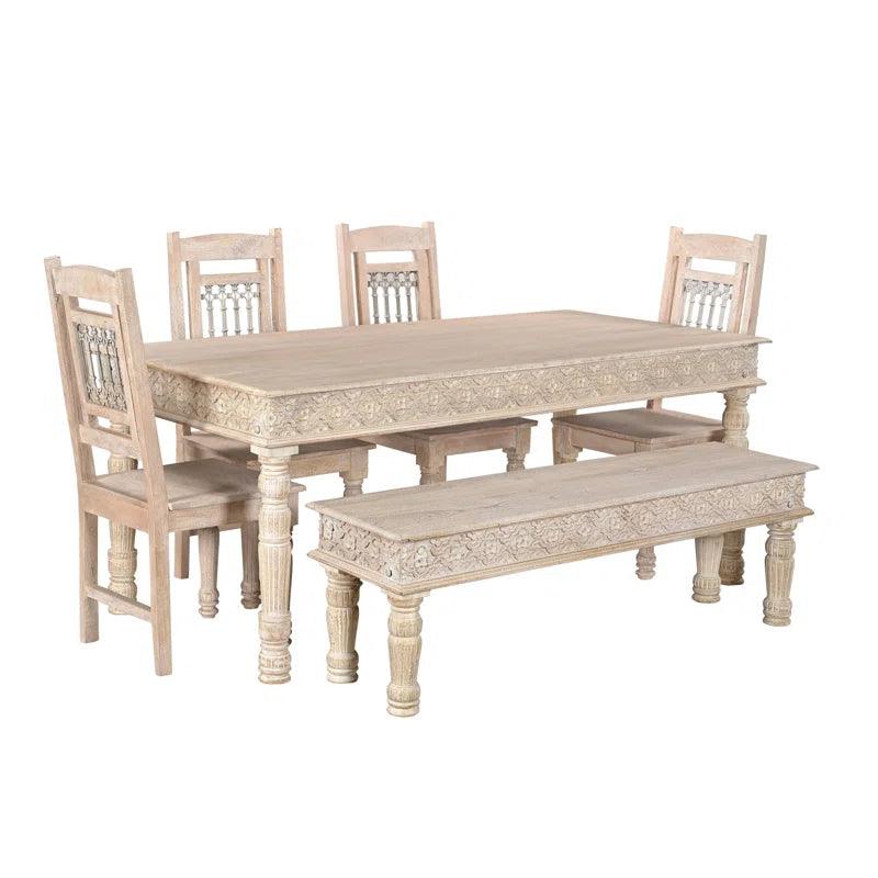 6 - Piece Solid Wood Dining Set - Ouch Cart 