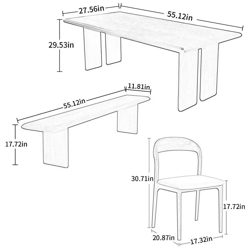 4 - Piece Solid Wood Dining Set - Ouch Cart 