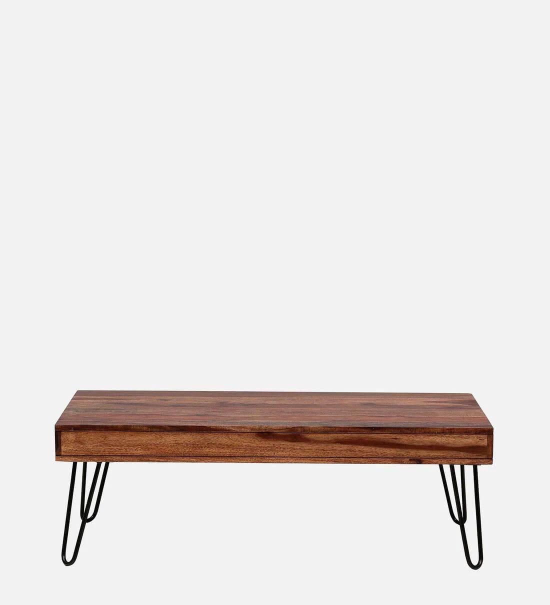 Gumina Sheesham Wood Coffee Table In Rustic Teak Finish,