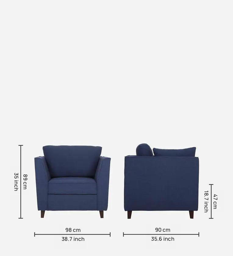 Fabric 1 Seater Sofa In Navy Blue Colour - Ouch Cart 