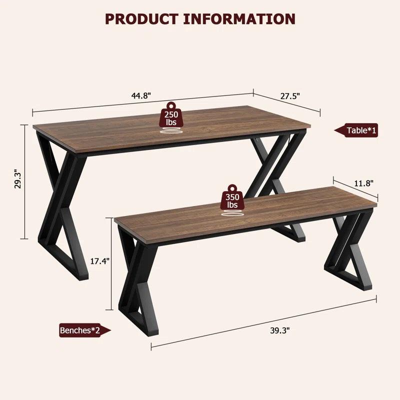 3 - Piece Trestle Dining Set - Ouch Cart 