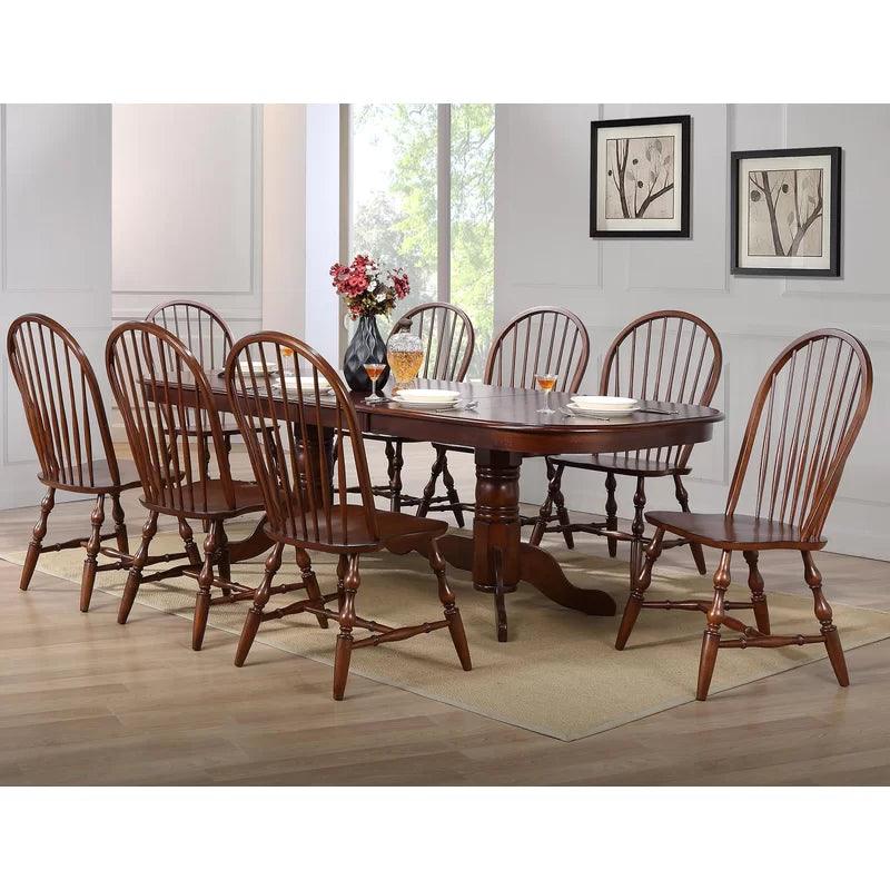 9 - Piece Extendable Solid Wood Trestle Dining Set - Ouch Cart 