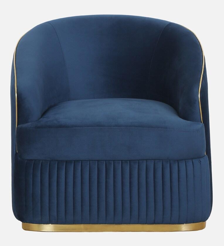 Velvet 1 Seater Sofa In Blue Colour - Ouch Cart 