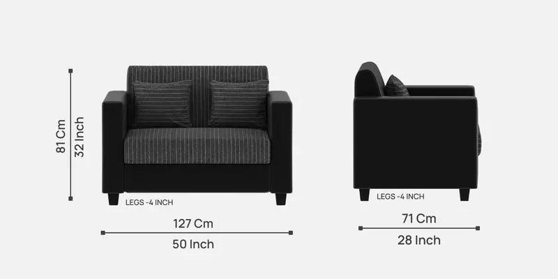 Fabric 2 Seater Sofa In Lama Black Colour - Ouch Cart 