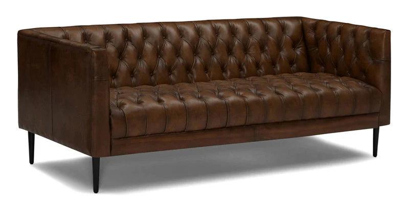 Leatherette 3 Seater Sofa In Brown Colour - Ouch Cart 