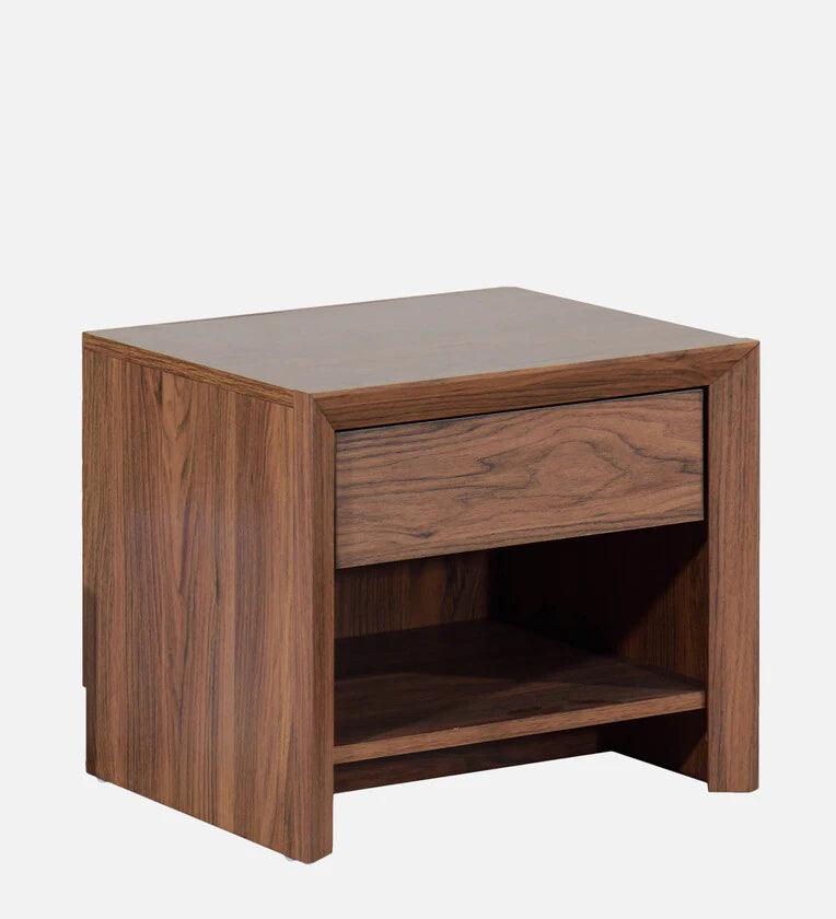 Bedside Table in Columbia Walnut Finish with Drawer - Ouch Cart 