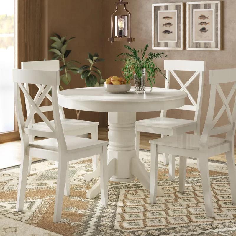 5 - Piece Solid Wood Pedestal Dining Set - Ouch Cart 