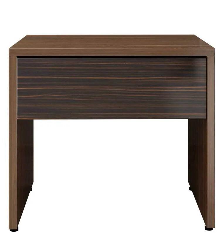 Bedside Table in Cairo Walnut & Dark Ebony Finish with Drawer - Ouch Cart 