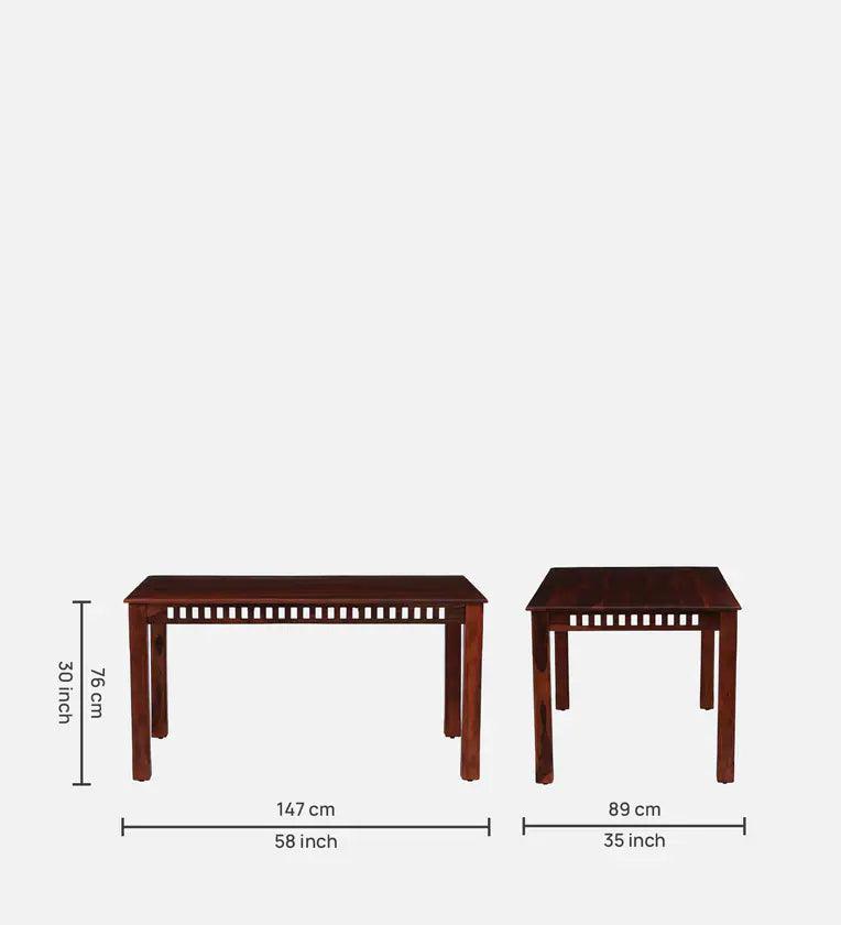 Sheesham Wood 6 Seater Dining Set In Scratch Resistant Honey Oak Finish With Bench - Ouch Cart 