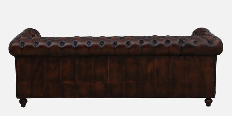Leather 3 Seater Sofa In Brown Finish - Ouch Cart 