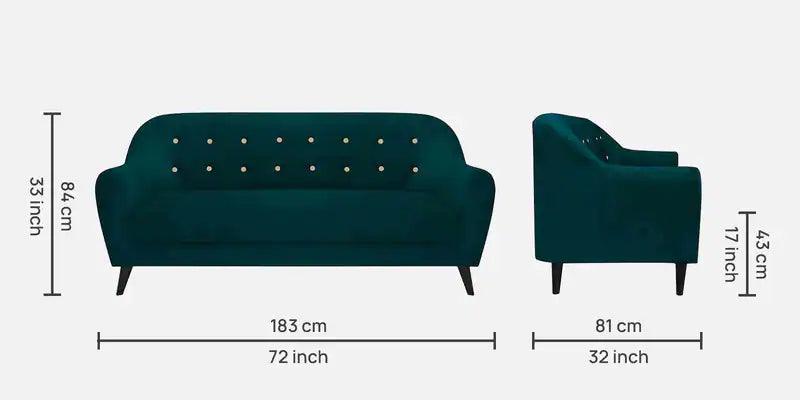 Velvet 3 Seater Sofa in Green Colour - Ouch Cart 