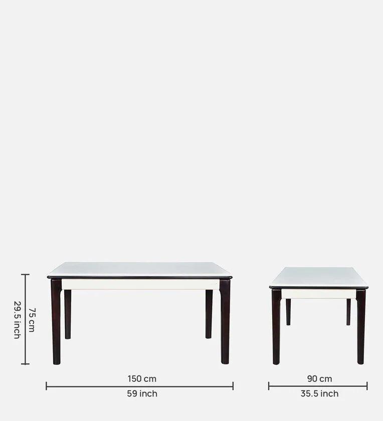 Marble 6 Seater Dining Set in White & Black Colour - Ouch Cart 