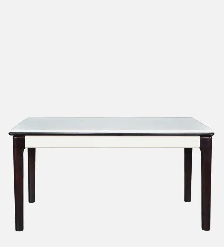 Marble 6 Seater Dining Set in White & Black Colour - Ouch Cart 