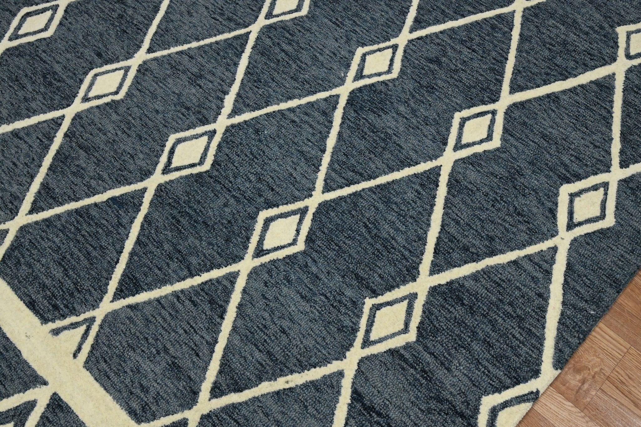 Navy Wool Vista 5x8 Feet Hand-Tufted Carpet - Rug - Ouch Cart 