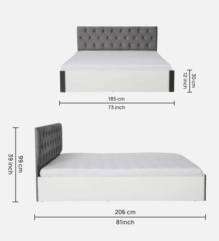 King Size Bed in Frosty White Finish with Hydraulic Storage - Ouch Cart 