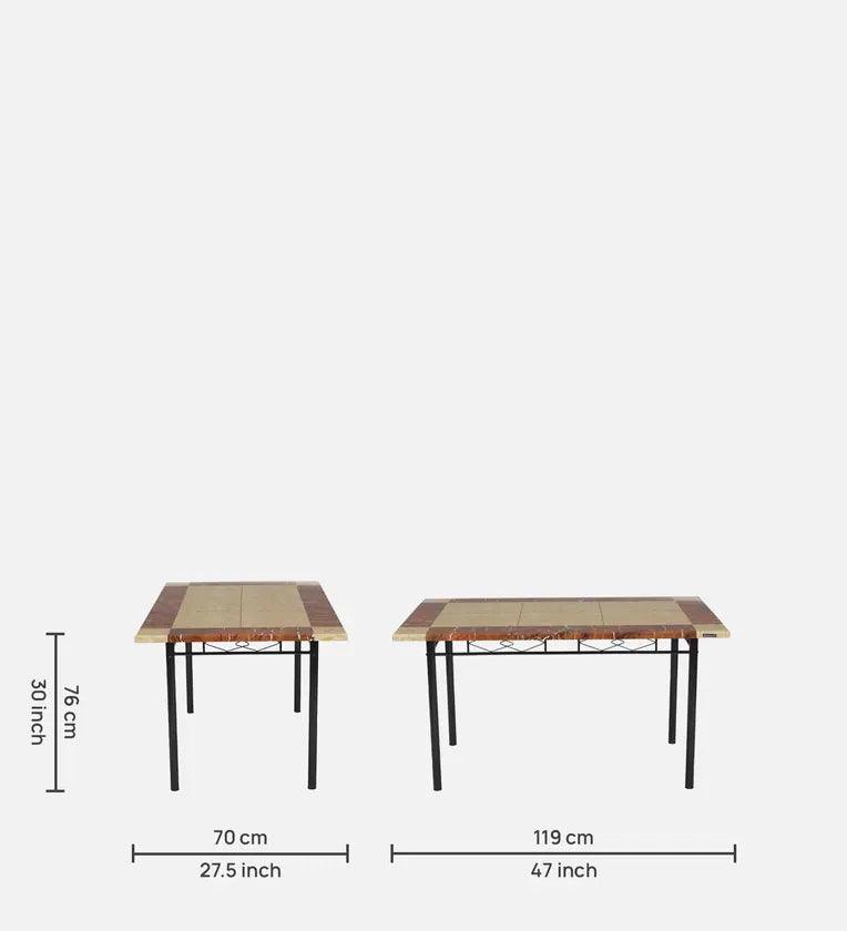 Metal 6 Seater Dining Set in Marble Finish - Ouch Cart 