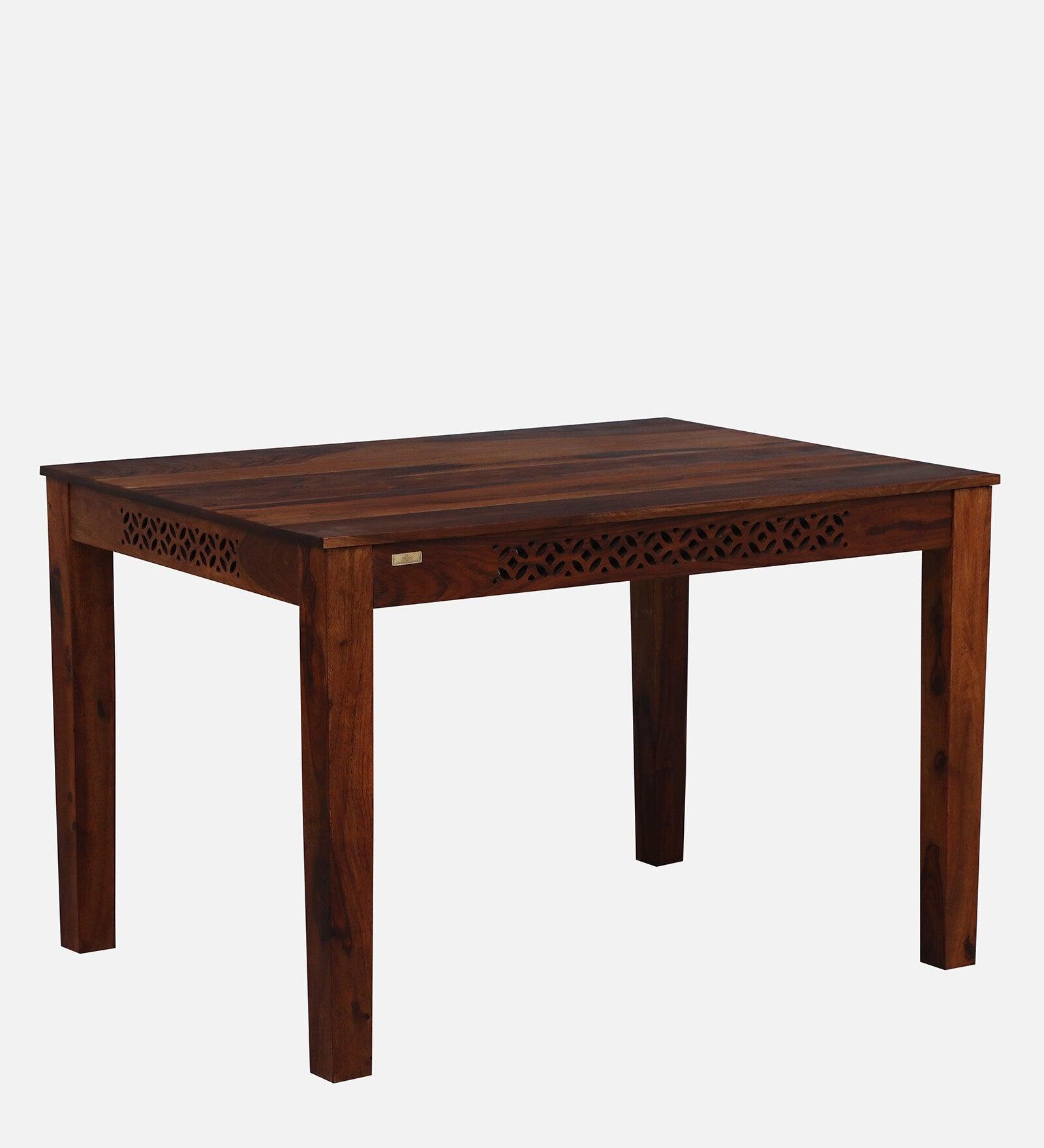 Sheesham Wood 4 Seater Dining Set in Scratch Resistant Honey Oak Finish - Ouch Cart 