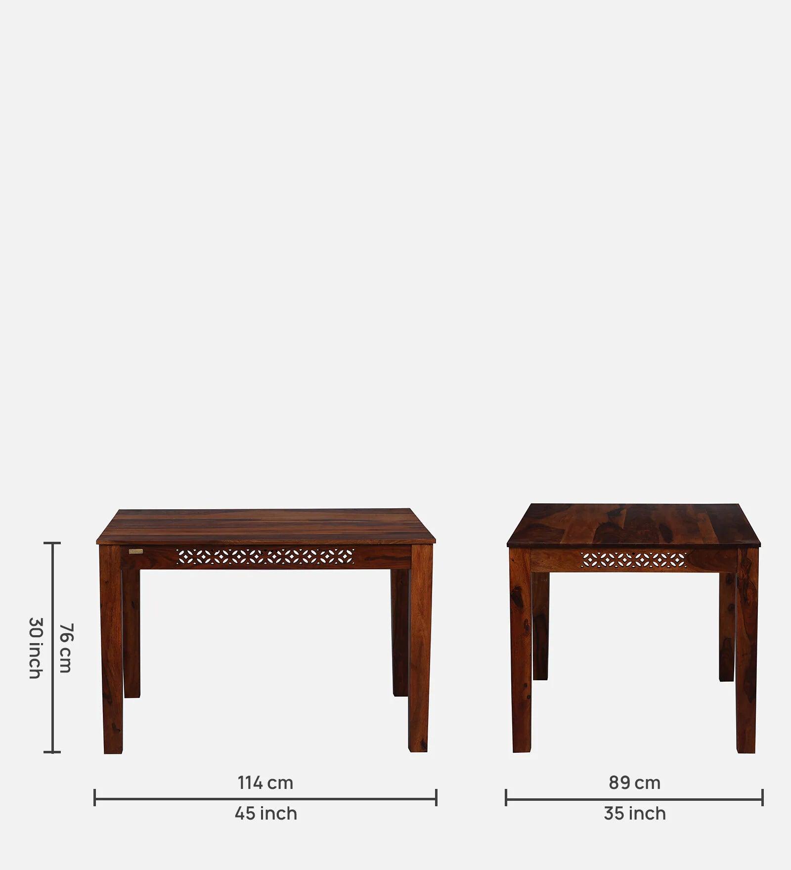 Sheesham Wood 4 Seater Dining Set in Scratch Resistant Honey Oak Finish - Ouch Cart 