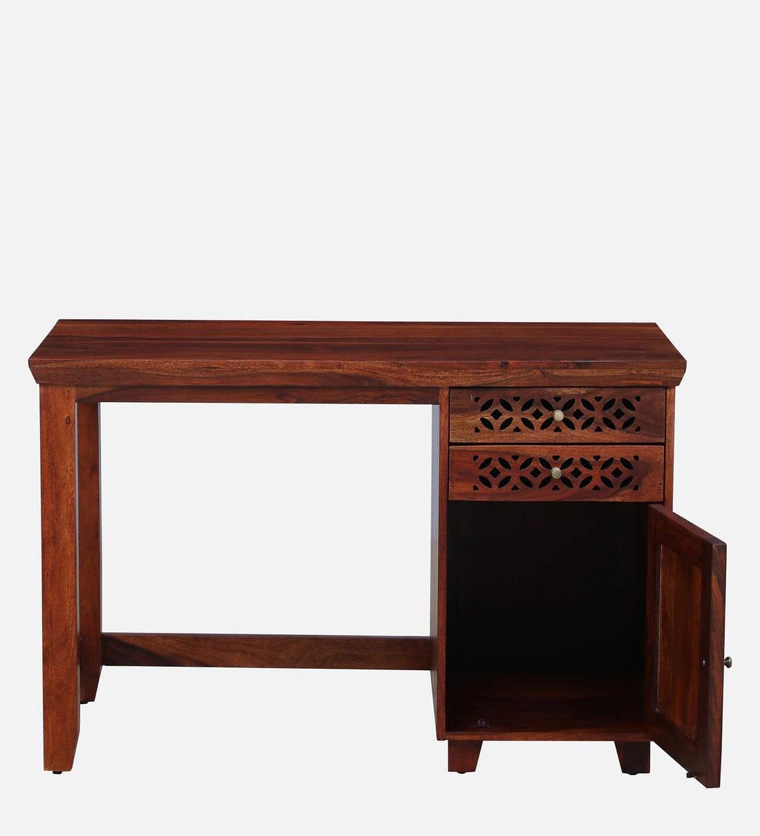 Parnika Sheesham Wood Writing Table In Honey Oak Finish, - Ouch Cart 