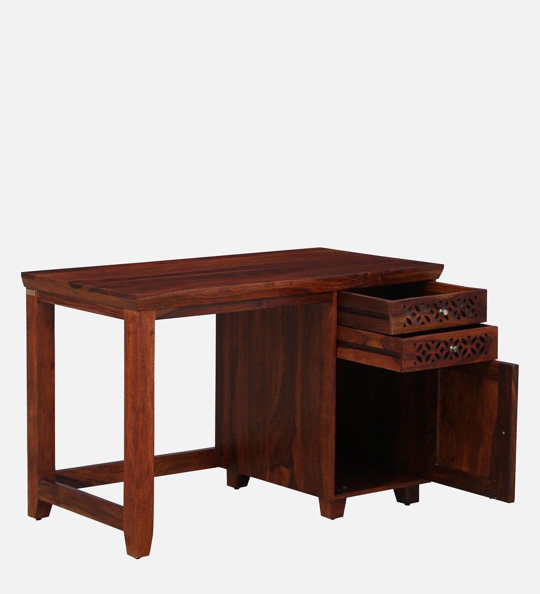 Parnika Sheesham Wood Writing Table In Honey Oak Finish, - Ouch Cart 