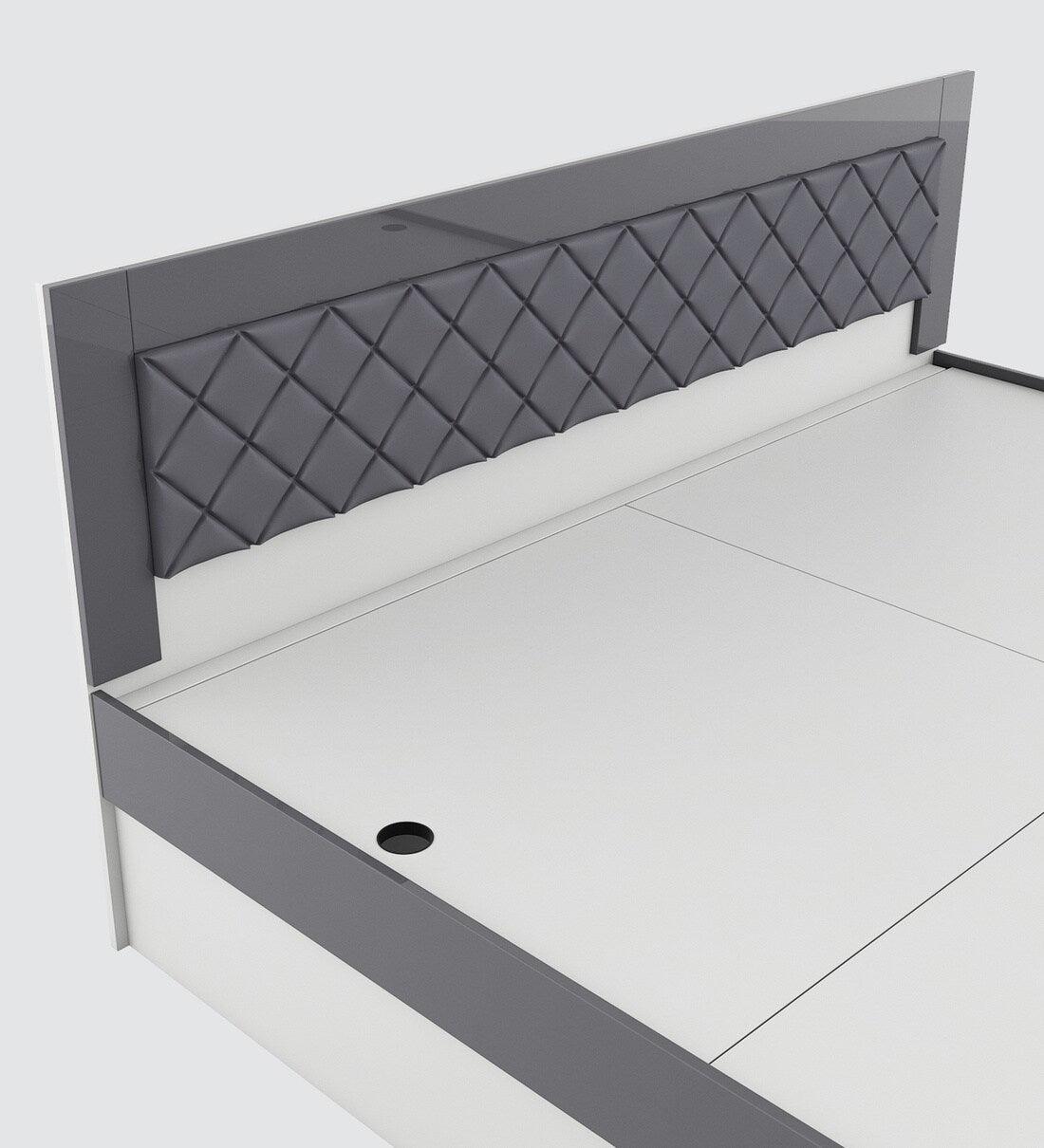Honaya King Size Bed in Frosty White Finish with Box Storage - Ouch Cart 