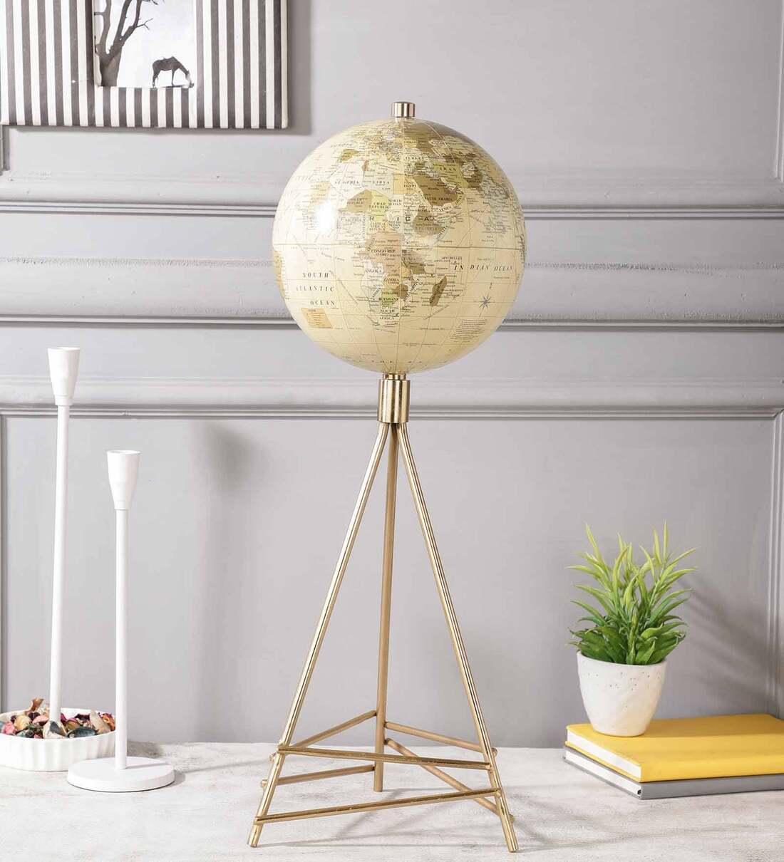 Perched Cream Globe Iron Table Accent, - Ouch Cart 