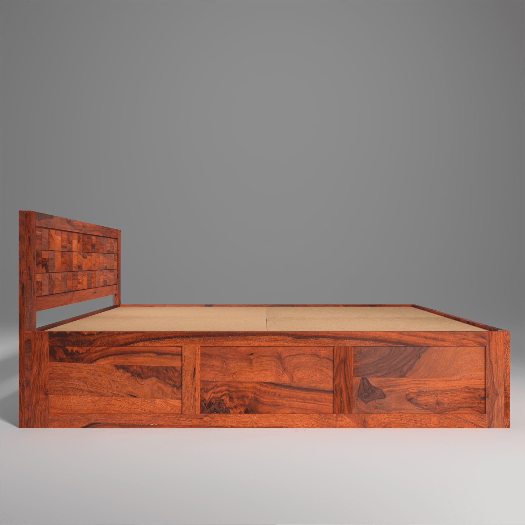 Pluto Sheesham Solid Wood King Size Bed with Storage