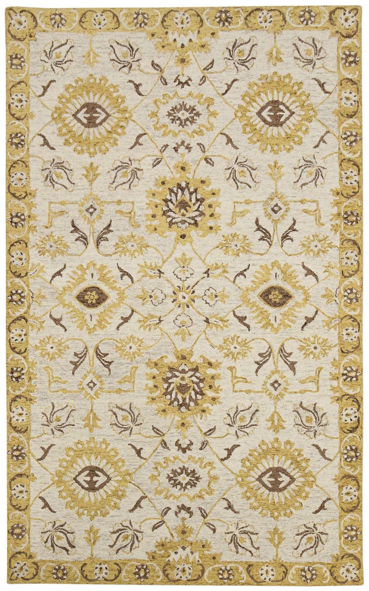 Gold Wool Romania 5x8 Feet Hand-Tufted Carpet - Rug - Ouch Cart 