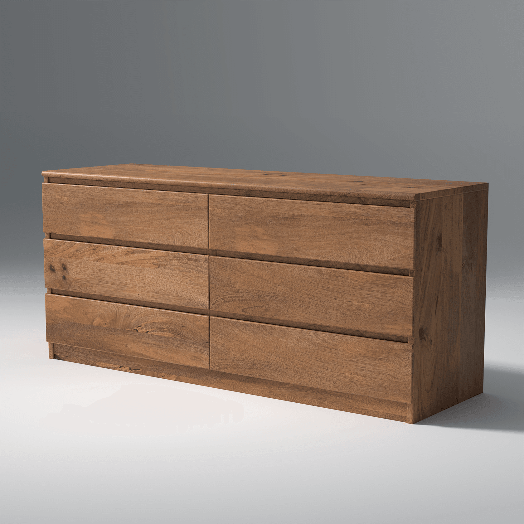 Winsome Mango Wood Dresser Table with 6 Drawers in Natural Finish