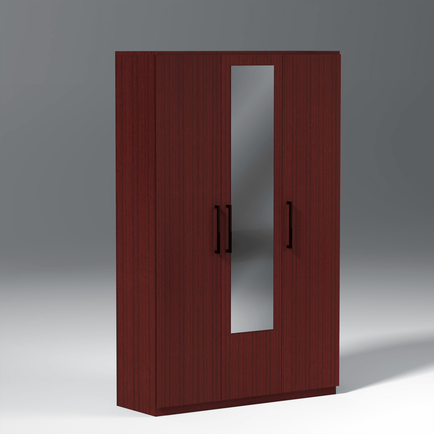 Prada 3 Door Engineered Wood Wardrobe In Mahogany