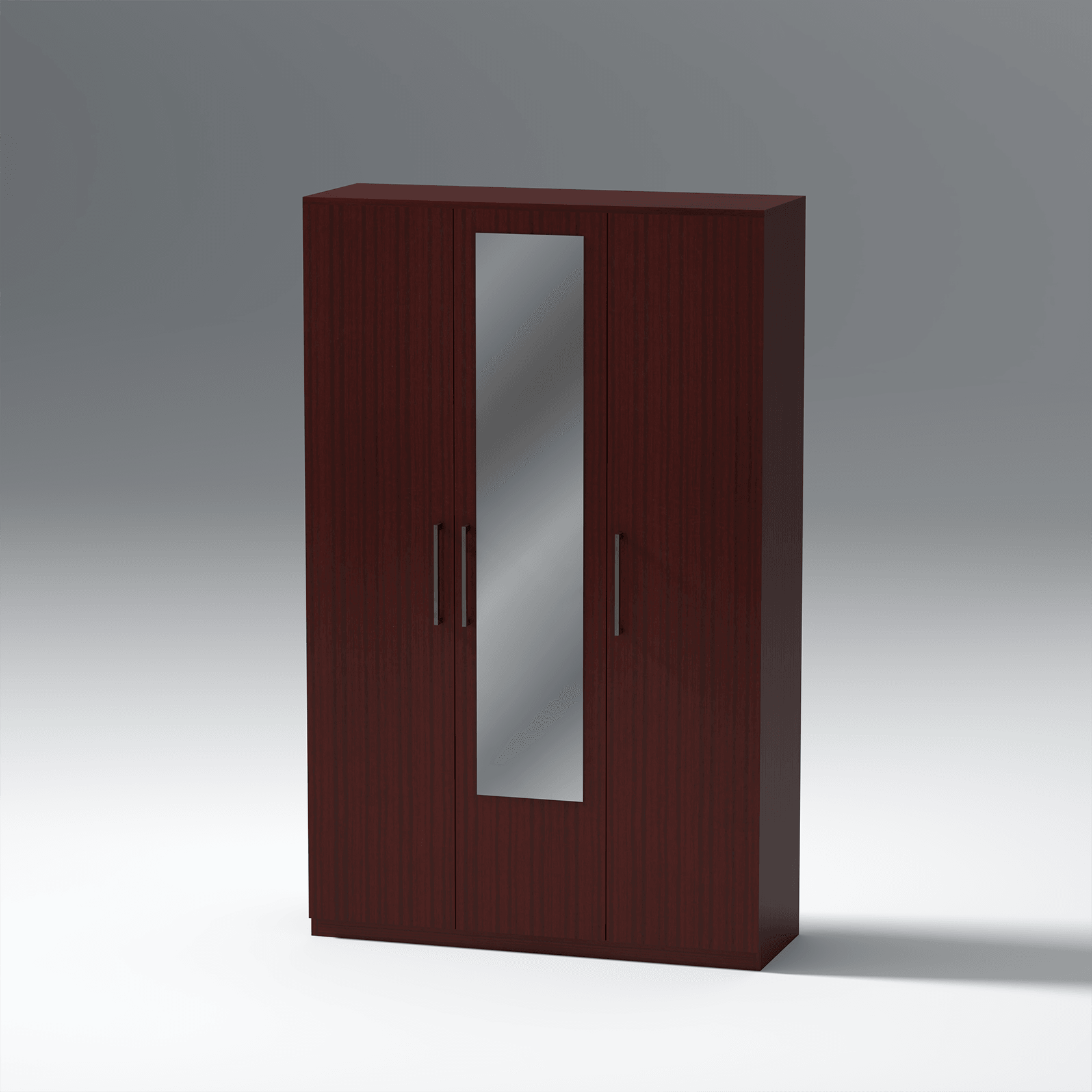 Prada 3 Door Engineered Wood Wardrobe In Mahogany