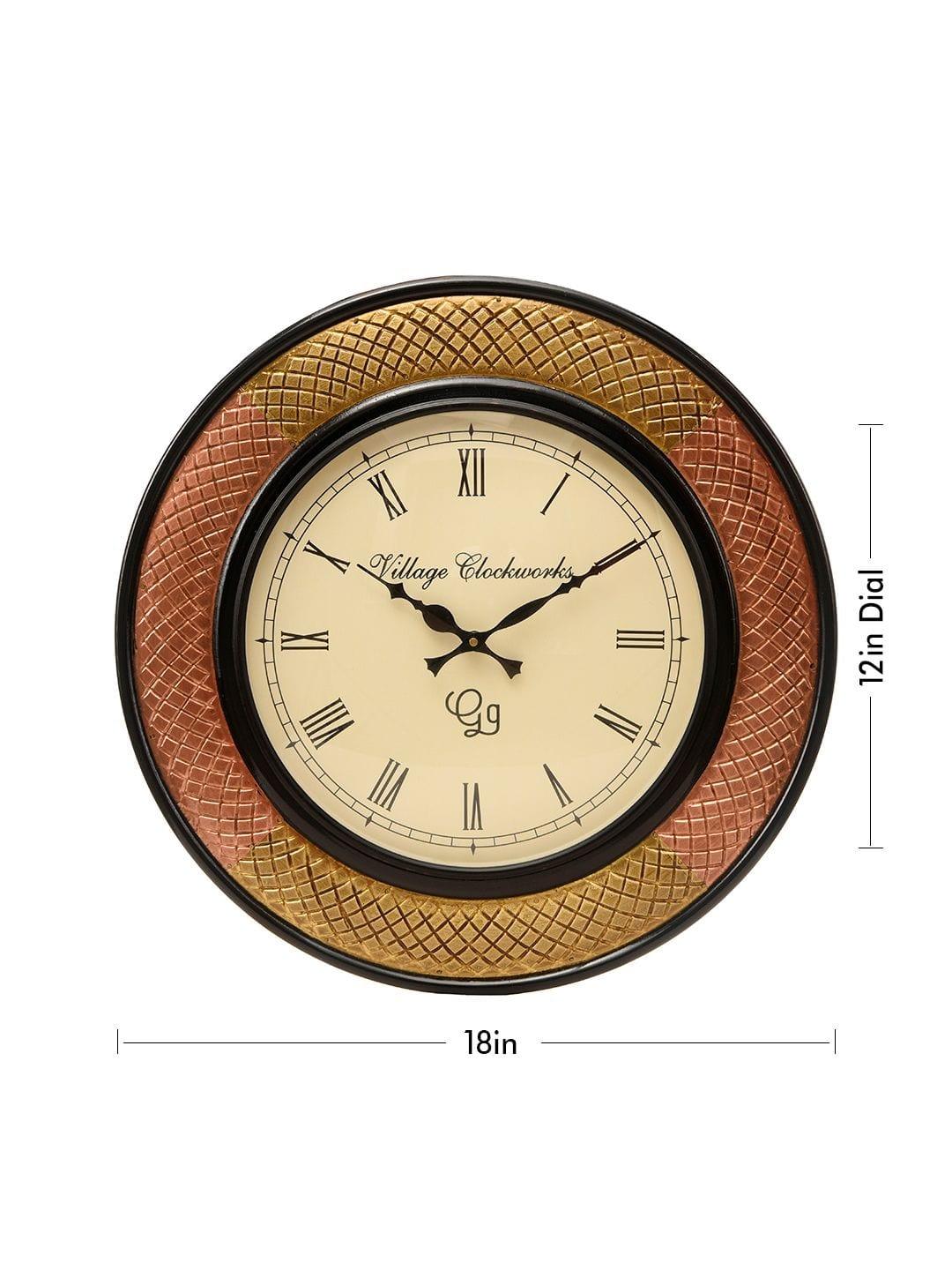 Round Polish with Metal Brass 18 Inches Wall Clock - Ouch Cart 