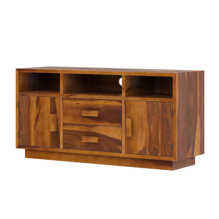 BAARA SOLID WOOD TV MEDIA STAND WITH DRAWERS - Ouch Cart 