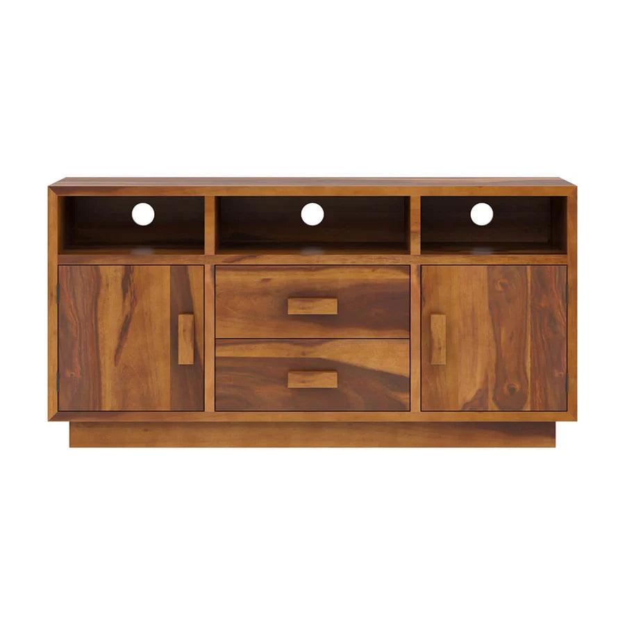 BAARA SOLID WOOD TV MEDIA STAND WITH DRAWERS - Ouch Cart 