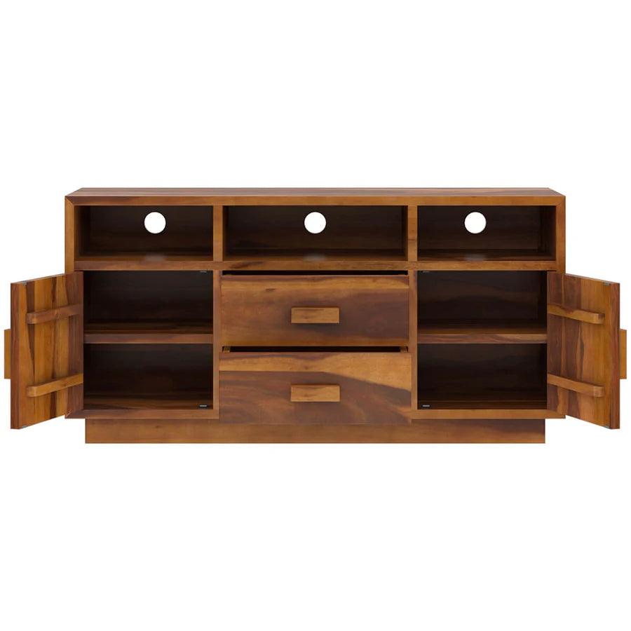 BAARA SOLID WOOD TV MEDIA STAND WITH DRAWERS - Ouch Cart 