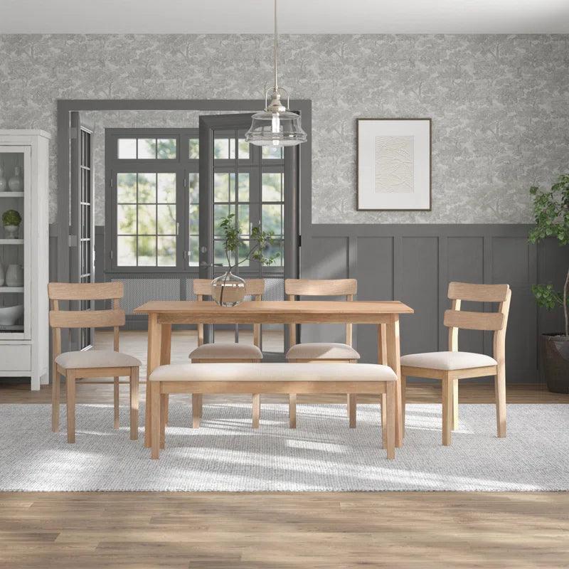 6 - Person Solid Wood Dining Set - Ouch Cart 