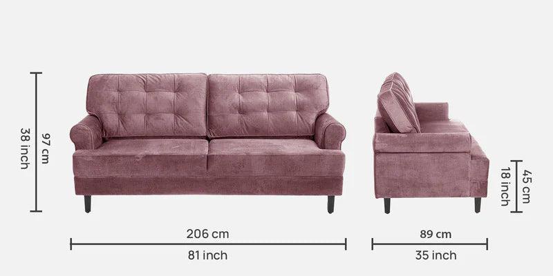 Fabric 3 Seater Sofa In Rose Brown Colour - Ouch Cart 