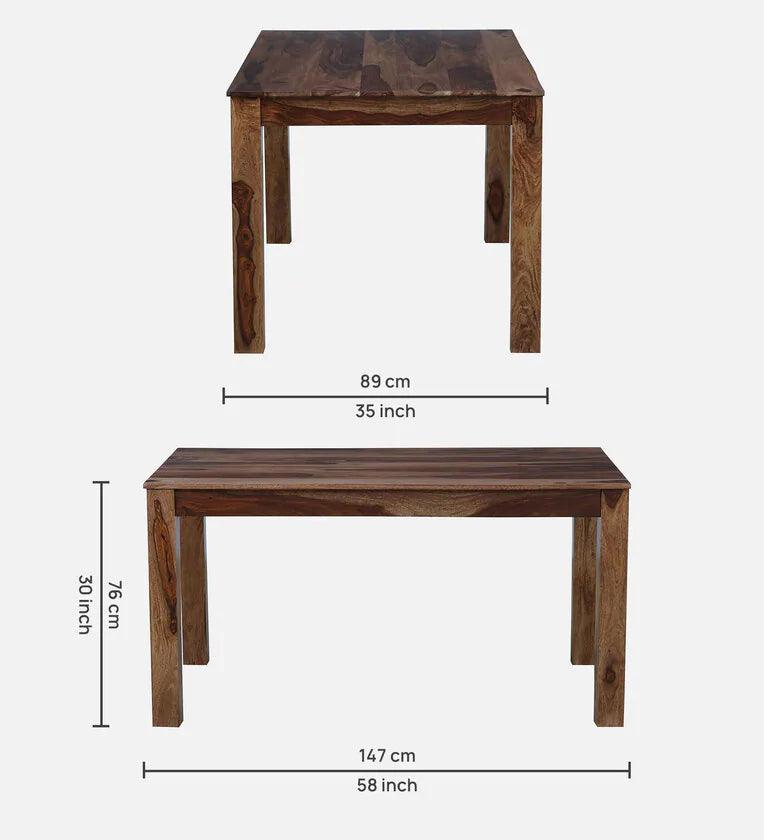 Sheesham Wood 6 Seater Dining Set In Rustic Teak Finish - Ouch Cart 