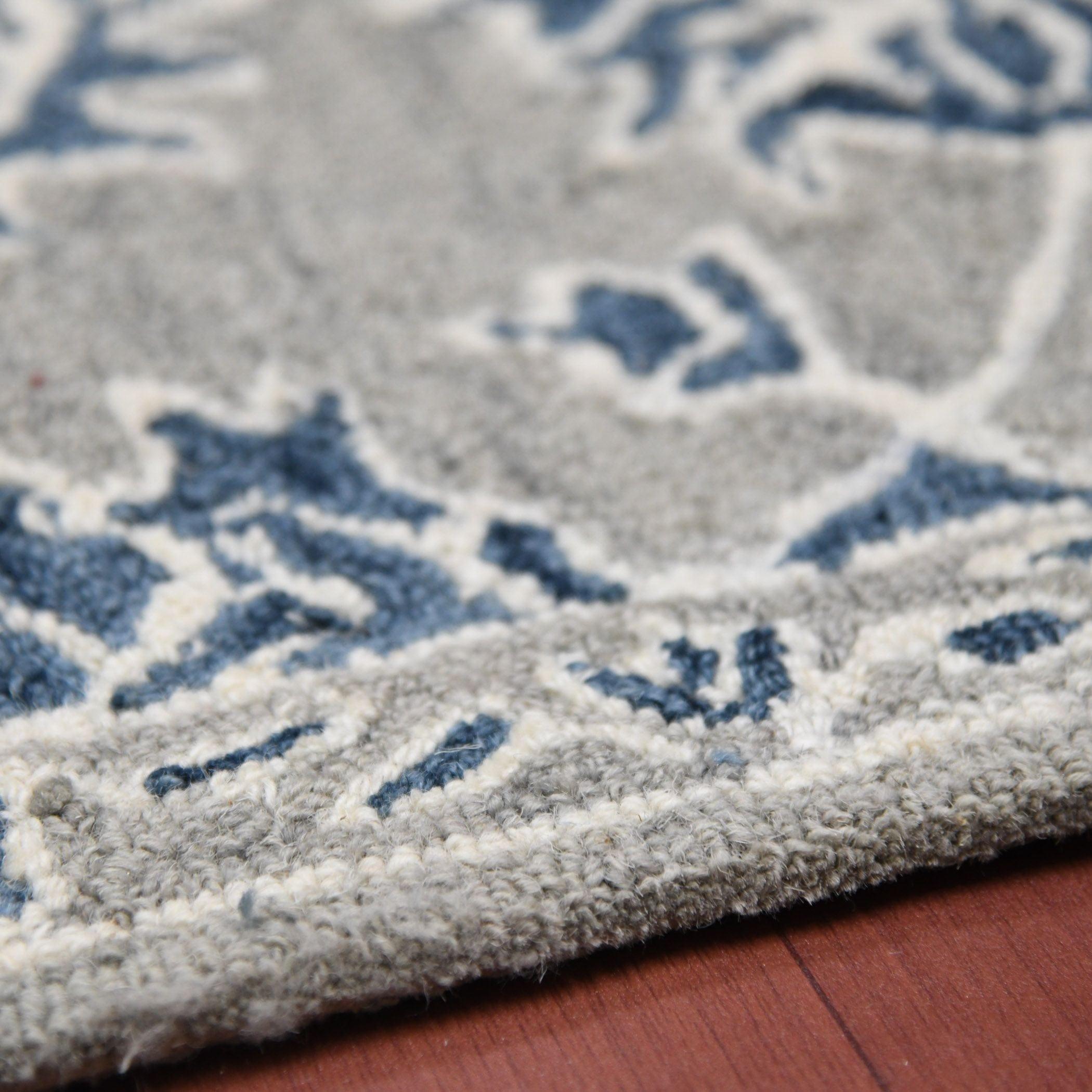 Gray Blue Wool Romania 4x6 Feet Hand-Tufted Carpet - Rug - Ouch Cart 