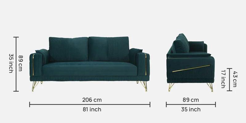 Velvet 3 Seater Sofa in Teal Blue Colour - Ouch Cart 