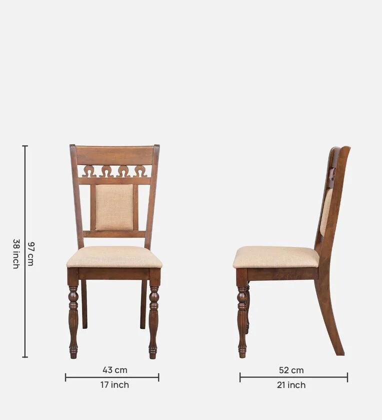 Solid Wood 6 Seater Dining Set in Brown Colour - Ouch Cart 